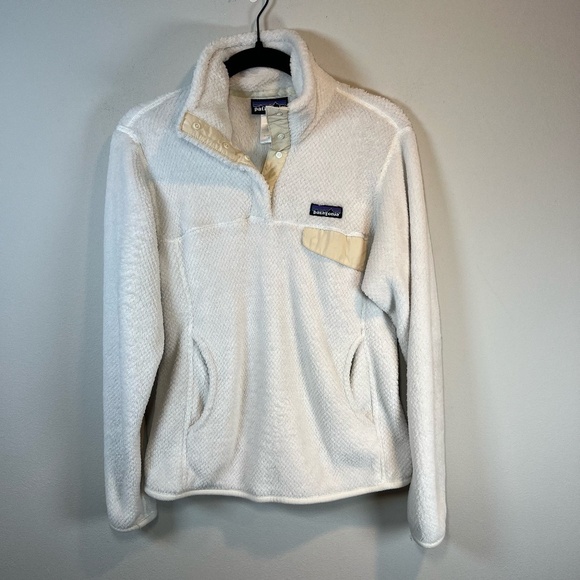 Patagonia Tops - Patagonia Womens Retool Snap T Pullover Sweater Jacket Off White Pocket Sz Small